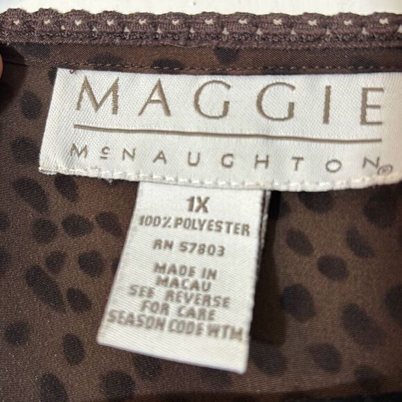 Maggie McNaughton dark brown leopard animal print column maxi dress 1X - Picture 12 of 12